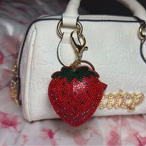 strawberry keychain, strawberry bag charm, strawberry bag accessory, strawberry